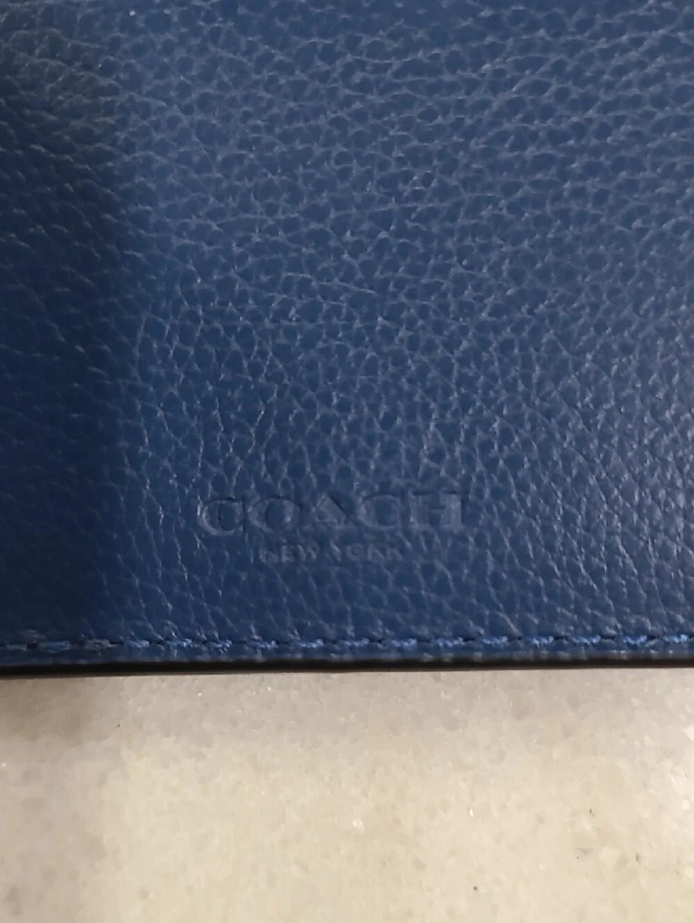 Coach Two-Tone Blue Leather Bifold Card & Key Holder